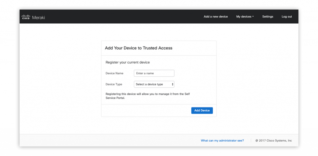 Meraki MDM interface