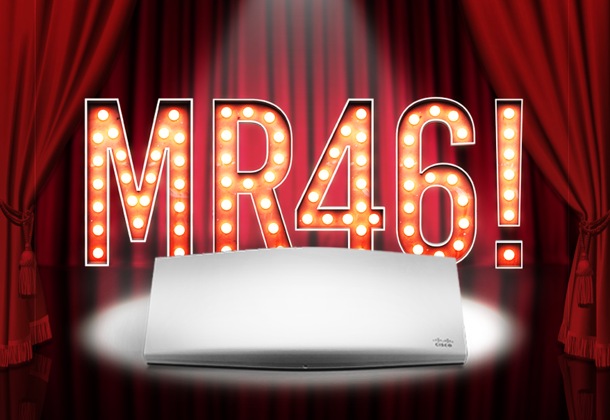 Meraki MR46 802.11ax access point spot lit on a stage