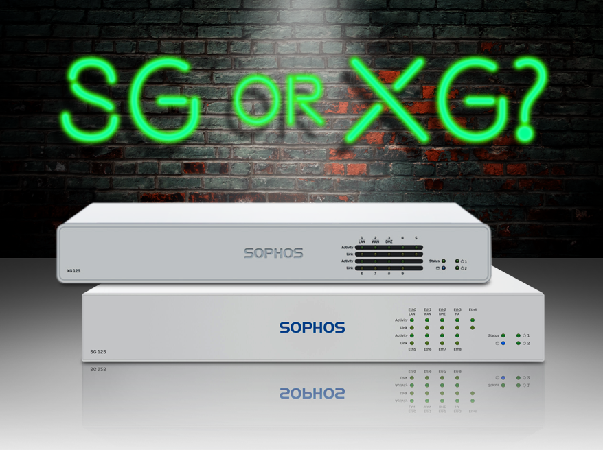 Image of Sophos XG 125 and SG 125 firewalls stacked