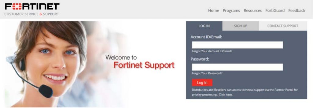 FortiGate support portal login