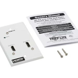 Tripp Lite   HDMI over Cat6 Receiver, 2-Port Wall Plate 4K 60 Hz, HDR, 4:4:4, PoC, HDCP 2.2, 230 ft. (70.1 m), TAA video/audio extender TAA C… B127A-2A0-FH