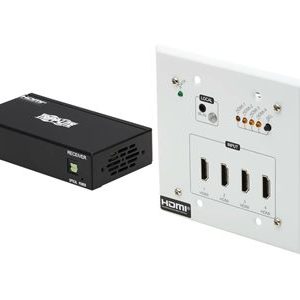 Tripp Lite   HDMI over Cat6 Extender Switch Kit, 4-Port Wall Plate/Box 4K 60 Hz, HDR, 4:4:4, IR, PoC, 230 ft. (70.1 m), TAA video/audio exten… B127A-4X1-BH