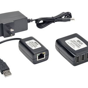 Tripp Lite   4-Port USB 2.0 Over Cat5 Cat6 Video Extender Hub Kit Transmitter & Receiver 164′ USB extender USB, USB 2.0 TAA Compliant B203-104-PNP