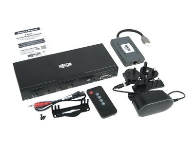Tripp Lite   HDMI Over Cat6 Presentation Switch/Extender 4-Port 4K 60Hz 50ft TAA video/audio extender HDMI TAA Compliant B320-4X1-HH-K1