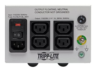 Tripp Lite   Isolator Series Dual-Voltage 115/230V 300W 60601-1 Medical-Grade Isolation Transformer, C14 Inlet, 4 C13 Outlets transformer 300 Wa… IS300HGDV
