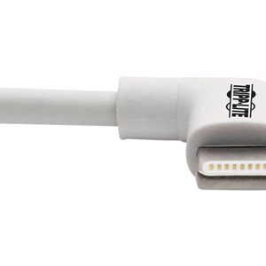 Tripp Lite Lightning to USB Sync Charge Cable Right-Angle iPhone iPad White 3ft Lightning cable Lightning / USB 2.0 3 ft M100-003-LRA-WH Tripp Lite Lightning to USB Sync Charge Cable Right-Angle iPhone iPad White 3ft Lightning cable Lightning / USB 2.0 3 ft M100-003-LRA-WH