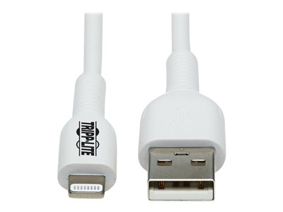 Tripp Lite   Safe-IT USB-A to Lightning Sync/Charge Cable Anti-bacterial MFi Certified White, M/M, USB 2.0, 2M (6.6 ft.); Lightning cable Li… M100AB-02M-WH