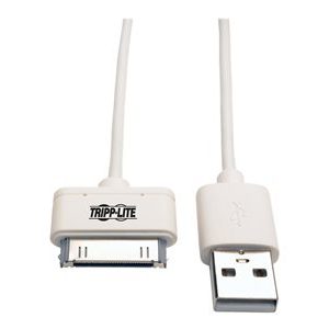 Tripp Lite   3ft USB/Sync Charge Cable 30-Pin Dock Connector for Apple White 3′ charging / data cable 3.3 ft M110-003-WH