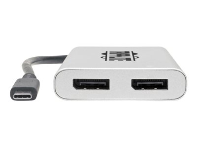 Tripp Lite   Dual-Monitor Thunderbolt 3 to DisplayPort Adapter 4K/5K @ 60 Hz, M/2xF, 4:4:4, Silver external video adapter silver MTB3-002-DP