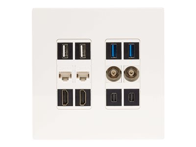 Tripp Lite   12-Port Double-Gang Universal Keystone Wall Plate, Cat5e/6/6a, USB, HDMI, DisplayPort, White, TAA faceplate TAA Compliant N080-212