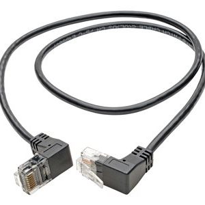 Tripp Lite   Right-Angle Cat6 UTP Patch Cable (RJ45) 1 ft., M/M, Gigabit, Snagless, Molded, Slim, Black patch cable 1 ft black N201-SR1-BK