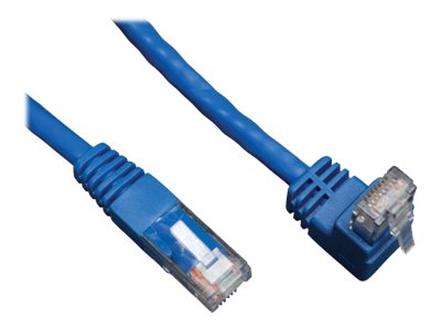 Tripp Lite   3ft Cat6 Gigabit Molded Patch Cable RJ45 Right Angle Up to Straight M/M Blue 3′ patch cable 3 ft blue N204-003-BL-UP