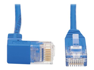 Tripp Lite   Down-Angle Cat6 Gigabit Molded Slim UTP Ethernet Cable (RJ45 Right-Angle Down M to RJ45 M), Blue, 1 ft. patch cable 1 ft blue N204-S01-BL-DN