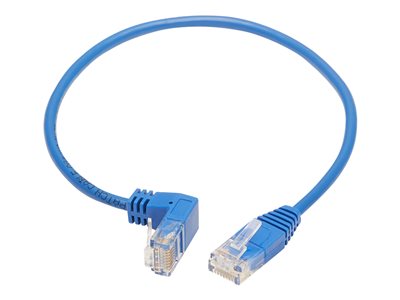 Tripp Lite   Down-Angle Cat6 Gigabit Molded Slim UTP Ethernet Cable (RJ45 Right-Angle Down M to RJ45 M), Blue, 1 ft. patch cable 1 ft blue N204-S01-BL-DN