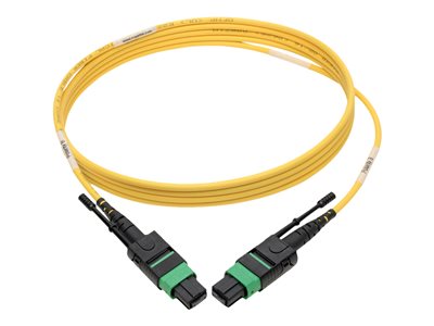 Tripp Lite   MTP/MPO (APC) Singlemode Patch Cable (F/F), 12 Fiber, 40/100 GbE, QSFP+ 40GBASE-PLR4, Plenum, Push/Pull Tab, Yellow, 3 m (10 f… N390-03M-12-AP