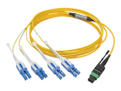 Tripp Lite   MTP/MPO (APC) to 8xLC (UPC) Singlemode Breakout Patch Cable, 40/100 GbE, QSFP+ 40GBASE-PLR4, Plenum, Yellow, 3 m (10 ft.) pat… N390-03M-8LC-AP