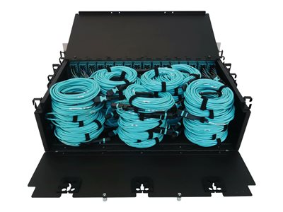 Tripp Lite   Preloaded Fiber Patch Panel, 3U 48x (12F MTP/MPO-PC to 4x LC Duplex F/F) 8F Trunk Cables, OM4 Multimode, 5 m (16.4 ft.) patch… N48M-48M8L4-05
