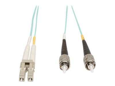 Tripp Lite   1M 10Gb Duplex Multimode 50/125 OM3 LSZH Fiber Optic Patch Cable LC/ST Aqua 3′ 3ft 1 Meter patch cable 1 m aqua blue N818-01M