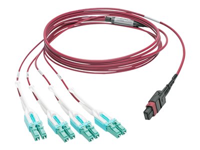Tripp Lite   MTP/MPO to 8xLC Fan-Out Patch Cable, 40 GbE, 40GBASE-SR4, OM4 Plenum-Rated, Push/Pull Tab, Magenta, 1 m (3.3 ft.) patch cable… N845-01M-8L-MG