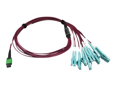 Tripp Lite   400G MTP/MPO Multimode OM4 Plenum-Rated Fiber Breakout Cable, 16F MTP/MPO-APC to (x8) LC Duplex-UPC, Magenta, 1M breakout cab… N846D-01M-16EMG