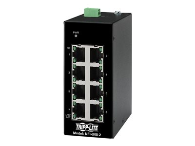 Tripp Lite   Unmanaged Industrial Ethernet Switch 8-Port 10/100 Mbps, Ruggedized, DIN Mount switch 8 ports unmanaged TAA Compliant NFI-U08-2