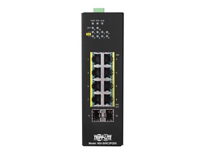 Tripp Lite   8-Port  Managed Industrial Gigabit Ethernet Switch 10/100/1000 Mbps, PoE+ 30W, 2 GbE SFP Slots, -10° to 60°C, DIN Mount swi… NGI-S08C2POE8
