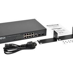 Tripp Lite   8-Port Gigabit Ethernet Switch L2 Web-Smart Managed PoE+ , 10/100/1000Mbps, 2 Dedicated Gigabit SFP Slots, 20 Gbps, Web Interface s… NGS8C2POE
