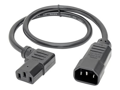 Tripp Lite   2ft Computer Power Cord Extension Cable C14 to Right Angle C13 10A 18AWG 2′ power extension cable IEC 60320 C14 to IEC 60320 C1… P004-002-13RA