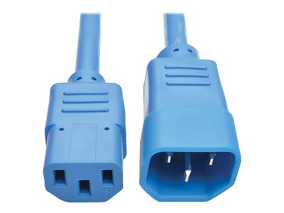 Tripp Lite   2ft Computer Power Extension Cord 10A 18 AWG C14 to C13 Blue 2′ power extension cable IEC 60320 C14 to IEC 60320 C13 2 ft P004-002-ABL