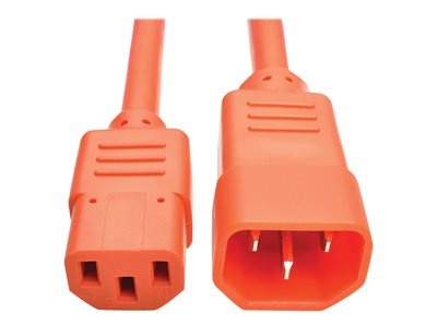 Tripp Lite   2ft Computer Power Extension Cord 10A 18 AWG C14 C13 Orange 2′ power extension cable IEC 60320 C14 to IEC 60320 C13 2 ft P004-002-AOR