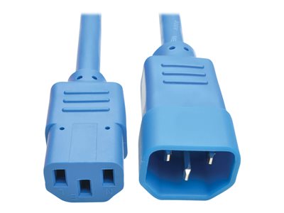 Tripp Lite   2ft Heavy Duty Power Extension Cord 15A 14 AWG C14 C13 Blue 2′ power extension cable IEC 60320 C14 to IEC 60320 C13 2 ft P005-002-ABL