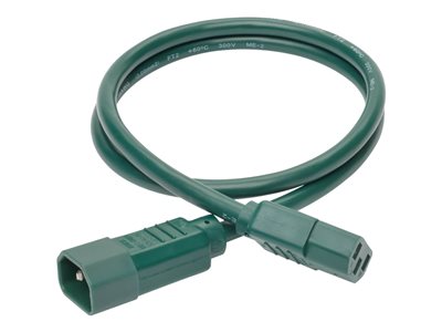 Tripp Lite   3ft Heavy Duty Power Extension Cord 15A 14 AWG C14 C13 Green 3′ power extension cable IEC 60320 C14 to IEC 60320 C13 3 ft P005-003-AGN