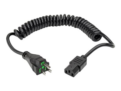Tripp Lite   8ft Computer Power Cord Coiled Hospital Medical Cable 5-15P to C13 10A 18AWG 8′ power cable IEC 60320 C13 to NEMA 5-15P 8 ft P006-C08-HG10