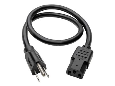 Tripp Lite   2ft Computer Power Cord Cable 5-15P to C13 Heavy Duty 15A 14AWG 2′ power cable NEMA 5-15 to IEC 60320 C13 2 ft P007-002