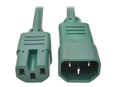 Tripp Lite   6ft Heavy Duty Power Extension Cord 15A 14 AWG C14 C15 Green 6′ power cable IEC 60320 C14 to IEC 60320 C15 6 ft P018-006-AGN