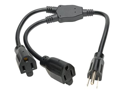 Tripp Lite   19in Power Cord Extension Y Splitter Cable 5-15P to 5-15R 13A 16AWG 18″ power splitter NEMA 5-15P to NEMA 5-15 1.5 ft P024-18N-13A-2R