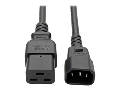 Tripp Lite   2ft Power Cord Extension Cable C19 to C14 Heavy Duty 15A 14AWG 2′ power cable IEC 60320 C19 to IEC 60320 C14 2 ft P047-002