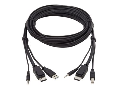 Tripp Lite   KVM Cable Kit, 3 in 1 4K DisplayPort, USB, 3.5 mm Audio (3xM/3xM), 4:4:4, 3.05 m, Black video / USB / audio cable 10 ft P783-010