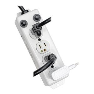 Tripp Lite   Safe-IT Power Strip Hospital Medical Antimicrobial 4 Outlet UL1363A 3′-10′ Coiled Cord power strip PS-410-HGOEMCC