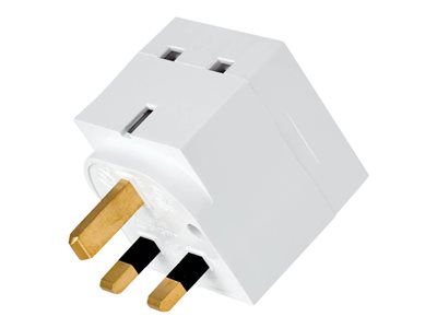 Tripp Lite   2-Outlet Power Strip British BS1363A Outlets, 220-250V AC, 13A, Direct Plug, BS1363A Plug, White power strip PS1B