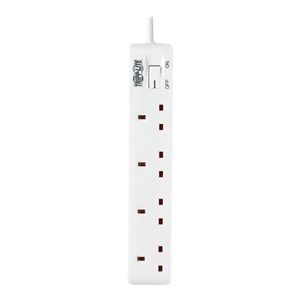 Tripp Lite   4-Outlet Power Strip British BS1363A Outlets, 220-250V AC, 13A, 1.8 m Cord, BS1363A Plug, White power strip PS4B18