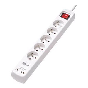 Tripp Lite   5-Outlet Power Strip with USB Charging French Type E Outlets, 220-250V, 16A, 3 m Cord, Type E Plug, White power strip PS5F3USB