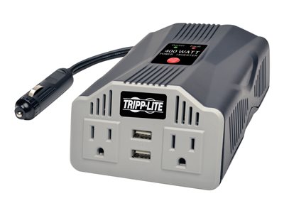 Tripp Lite   Ultra-Compact Car Inverter 400W 12V DC to 120V AC 2 UBS Charging Ports 2 Outlets DC to AC power inverter + battery charger 400 Watt PV400USB