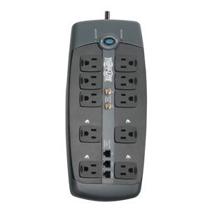 Tripp Lite   Protect It! 10-Outlet Surge Protector, 8-ft. Cord, 3345 Joules, Tel/Modem/Coaxial Protection surge protector 1800 Watt TLP1008TELTV