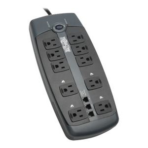 Tripp Lite   Surge Protector 120V 10 Outlet RJ11 8′ Cord 2395 JouleSurge protector15 AAC 120 Voutput connectors: 10black, metall… TLP1008TEL