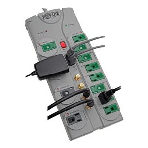 Tripp Lite   Eco Surge Protector Green 120V RJ11 RJ45 Coax 12 Outlet 10′ Cord surge protector TLP1210SATG