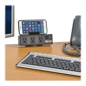 Tripp Lite   3-Outlet Surge Protector Power Strip Desk Clamp w/ 2-Port USB Charging surge protector TLP310USBC