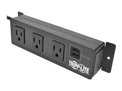 Tripp Lite   Protect It! 3-Outlet Surge Protector with Mounting Brackets, 10 ft. Cord, 510 Joules, 2 USB Charging Ports, Black Housing surge pr… TLP310USBS