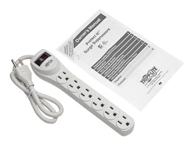 Tripp Lite   Surge Protector Power Strip 120V 6 Outlet 2′ Cord 180 Joule surge protector TLP602