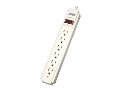 Tripp Lite   Protect It! 6-Outlet Surge Protector, 4 ft. Cord, 790 Joules, Diagnostic LED, Light Gray Housing surge protector 1800 Watt TLP604